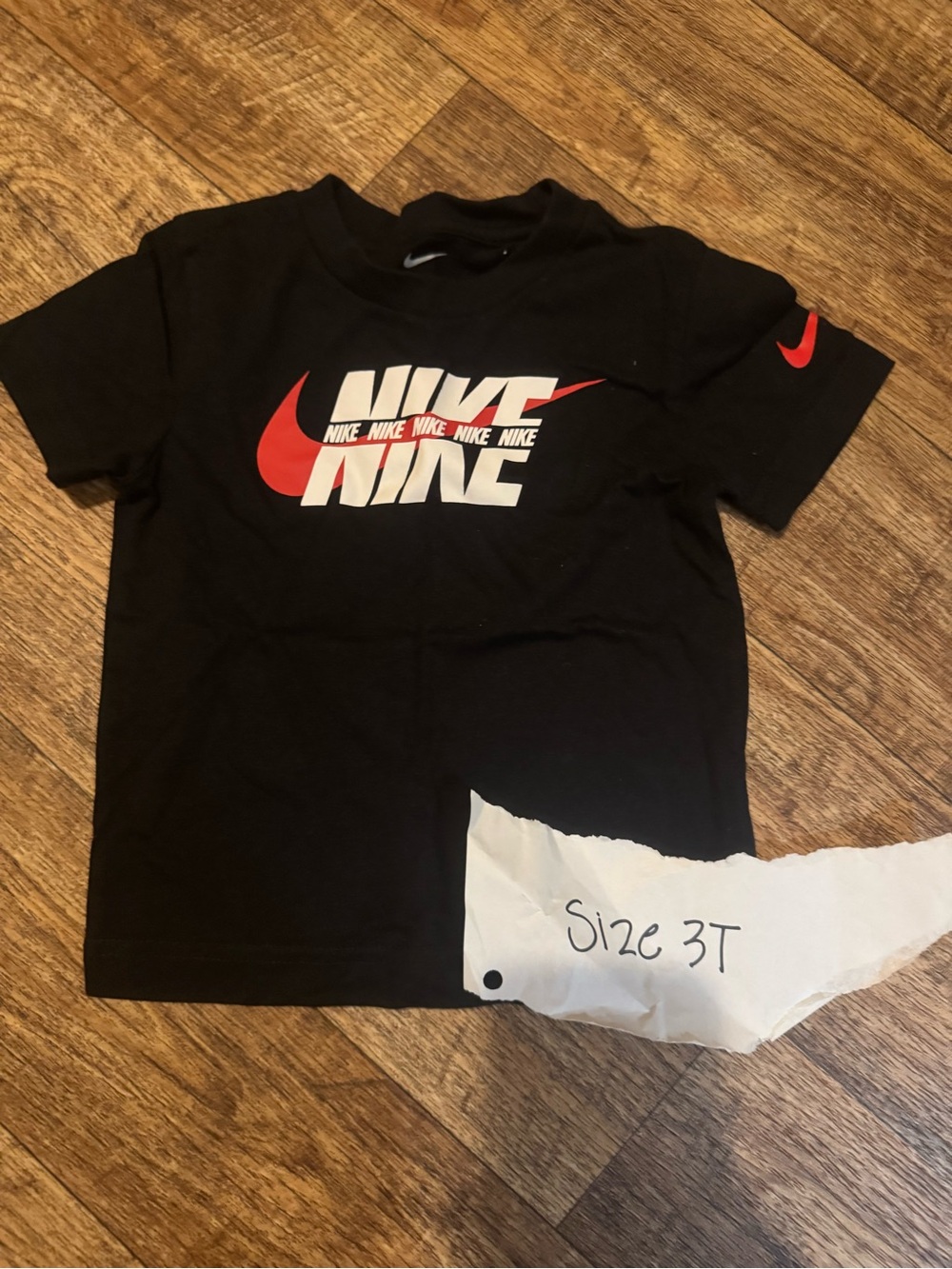 Nike Black T-Shirt with Red and White Logo - Kids